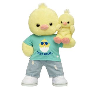 Sunshine Cuddles Chick Stuffed Animal Chick Magnet & Build-A-Bear Mini Beans® Gift Set